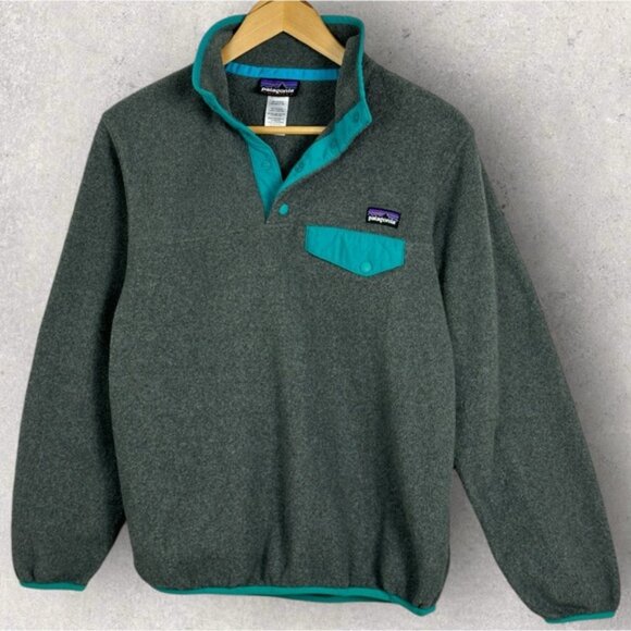 Patagonia T-Snap Synchilla Fleece Grey Blue Size XS Womens Hiking Sweater Top - Picture 6 of 14